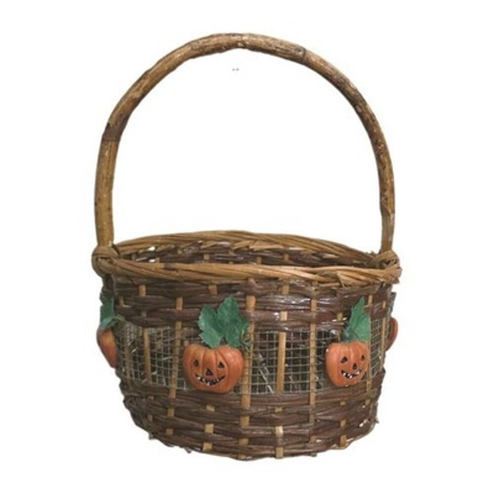 Vintage Pumpkin Jack O Lantern Halloween Basket Grandmacore Cottage 90s